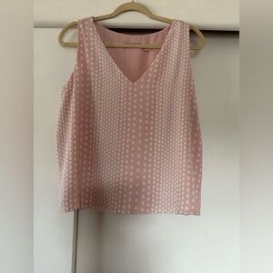 T Tahari Pink and White Polka Dot Tank Top